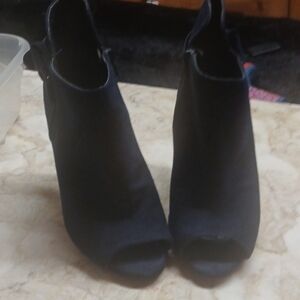 Cato Black Peep-Toe Ankle Booties